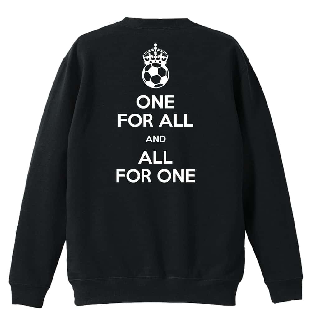 サッカー トレーナー スウェット メンズ レディース ジュニア 裏パイル 練習着 おもしろ 名入れ おしゃれ 文字入れ無料 綿100% キッズ 大きいサイズ 「ONE FOR ALL AND ALL FOR ONE サッカー」 アートワークスコウベ 【送料無料】