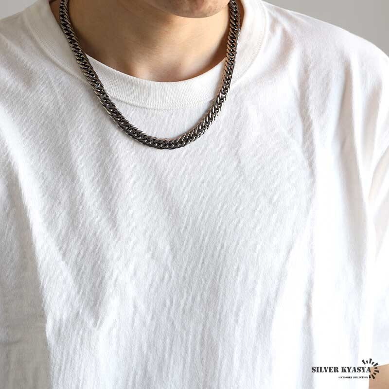 純チタン製 軽い ダブル喜平チェーンネックレス 喜平ネックレス 6面カット チタンネックレス シルバー 50cm 60cm メンズ 男性 金属アレルギー対応