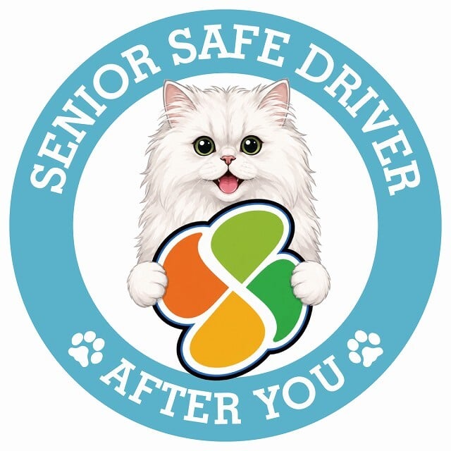 カーサイン 高齢者マーク SENIOR SAFE DRIVER ペルシャ ステッカー シール 直径13cm 肉球 日本製 車