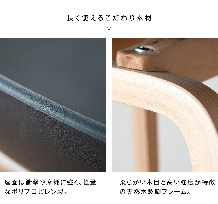 カウンターチェア Piatto(ピアット)バーチェア 北欧テイスト ハイスツール カウンタースツール 天然木脚 ハイチェア カフェスツール 椅子 イス ブ ホワイト 幅49×奥行き40×高さ76.5cm 座面高 68cm ポリプロピレン スチール 北海道 新生活