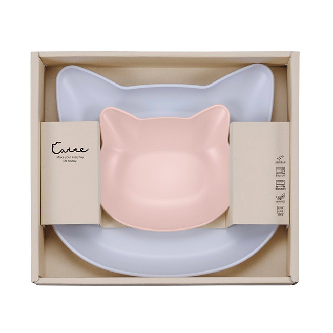 catte Giftbox プレート 2点セット[出産祝い ベビー食器セット 離乳食 食器 おしゃれ お食い初め ギフト 男の子 女の子 赤ちゃん 幼児 プレゼント 子供用 人気 かわいい 割れない 抗菌 BPAフリー 日本製 電子レンジ対応]