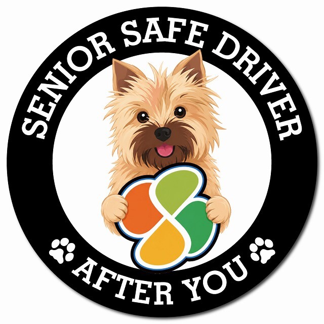 カーサイン 高齢者マーク SENIOR SAFE DRIVER ノーリッチテリア マグネット 強力 直径13cm 肉球 日本製 車 ステッカー