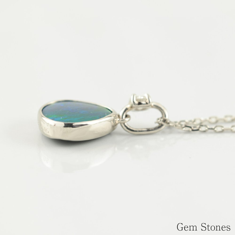 上質 ブラックオパール ネックレス 0.988ct ダイヤモンド プラチナ Pt900 ペンダント シンプル エレガント 上品 レディース 宝石 ダイヤ 一粒 一石 ジュエリー 10月 誕生石 プレゼント