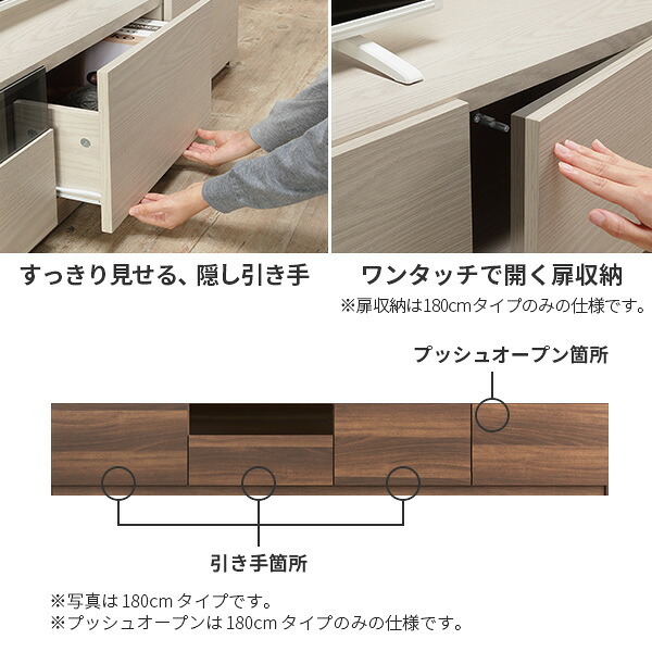 テレビ台 テレビボード ローボード 背面収納TVボード-ロビン クローズタイプ 幅180cm リビングボード 北欧 モダン キャスター付き テレビラック リビング収納 TV台 AVボード 収納 パソコン台 おしゃれ 新生活