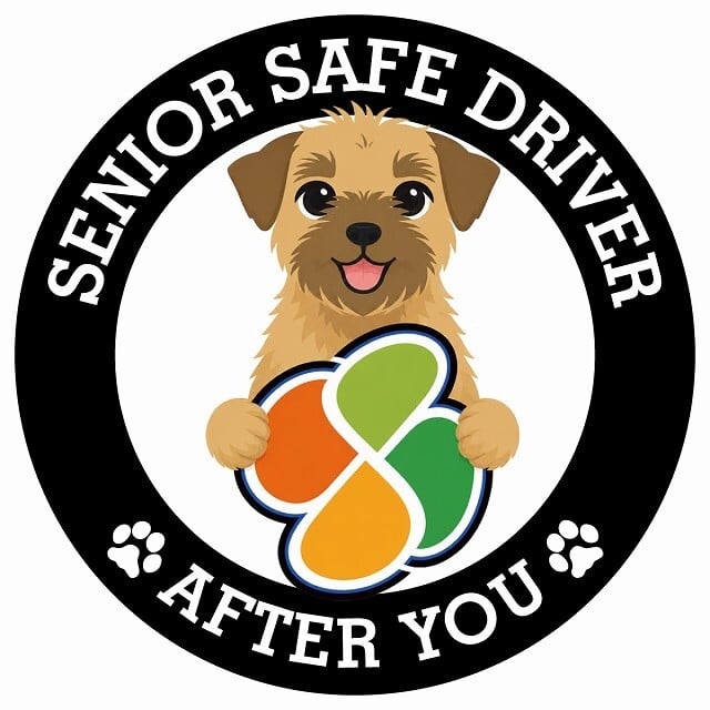 カーサイン 高齢者マーク SENIOR SAFE DRIVER ボーダーテリア ステッカー シール 直径13cm 肉球 日本製 車
