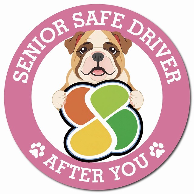 カーサイン 高齢者マーク SENIOR SAFE DRIVER ブルドッグ マグネット 強力 直径13cm 肉球 日本製 車 ステッカー