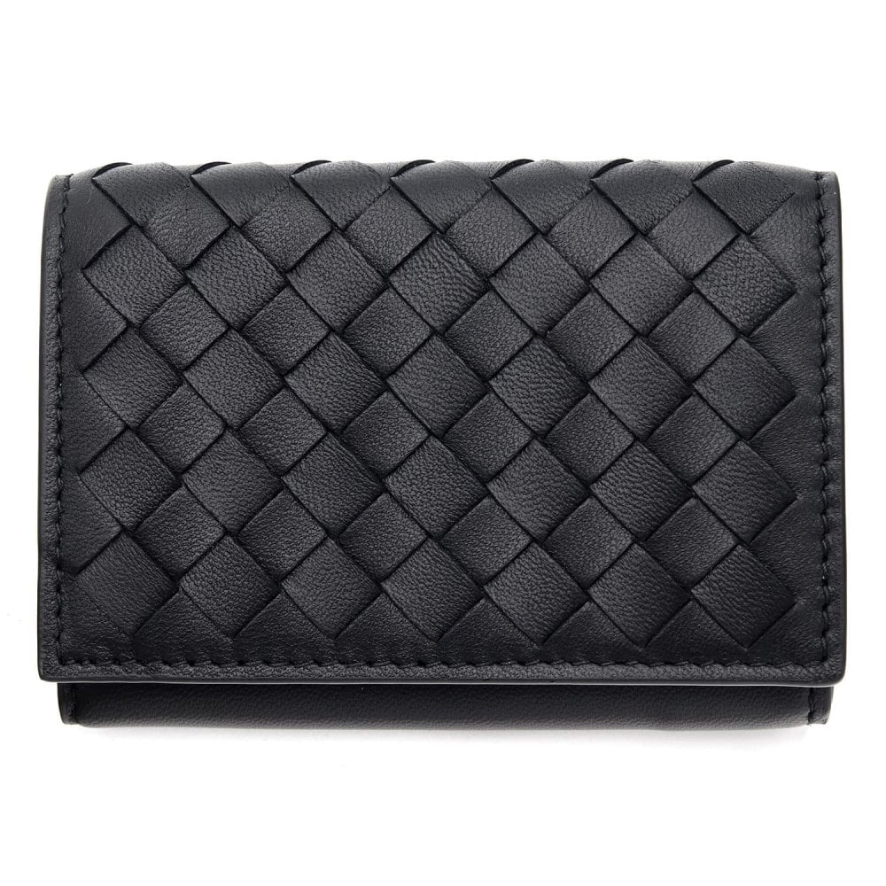 ボッテガヴェネタ BOTTEGA VENETA 三つ折り財布 イントレチャート メンズ レディース ブラック 黒 グレー 小銭入れ付き ミニ財布 ラムレザー 本革 カード入れ6つ 515385 V3UN2 1295 コンパクト