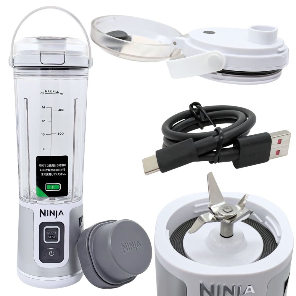 Ninja ( ニンジャ ) ブラストミキサー　コードレスミキサー　530ml　最大470ml (DC5V 0.5-3A)  USB Type-Cケーブル付属　モデル:BC155JTE, BC155J　コードレスミキサー