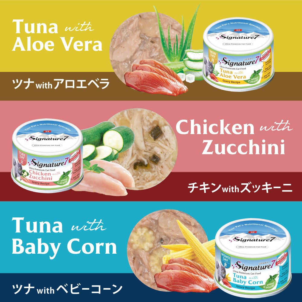 SIGNATURE7 シグネチャー7 キャットフード グレービーキャットニップ （火） チキンwithズッキーニ 70g