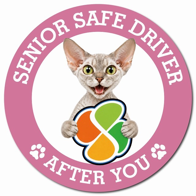 カーサイン 高齢者マーク SENIOR SAFE DRIVER デボンレックス マグネット 強力 直径13cm 肉球 日本製 車 ステッカー