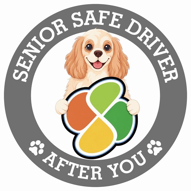 カーサイン 高齢者マーク SENIOR SAFE DRIVER アメリカンコッカースパニエル ステッカー シール 直径13cm 肉球 日本製 車