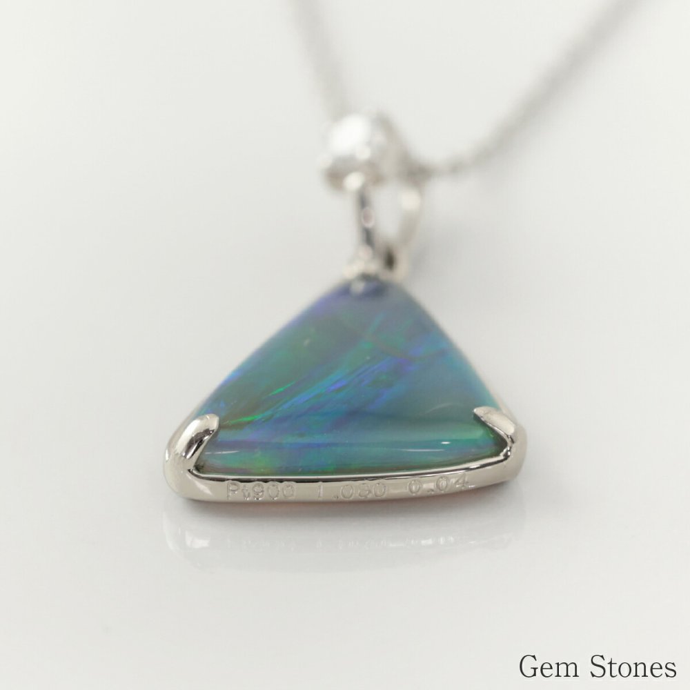 上質 ブラックオパール ネックレス 1.080ct ダイヤモンド プラチナ Pt900 ペンダント シンプル エレガント 上品 レディース 宝石 ダイヤ 一粒 一石 ジュエリー 10月 誕生石 プレゼント