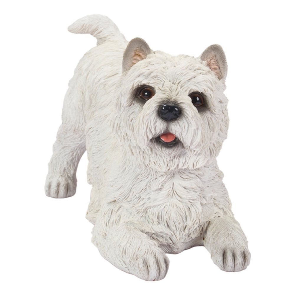 置物 woobia ウービア 犬 ウェスティ ウエストハイランドホワイトテリア 小 幅26cm 伏せ 白い犬 リアル 本物そっくり イギリス生まれ 職人手彩色 縁起物 戌年 玄関 インテリア 新築祝い 引っ越し祝い 開店祝い 出産祝い 誕生日 お祝い ギフト プレゼント 犬好き
