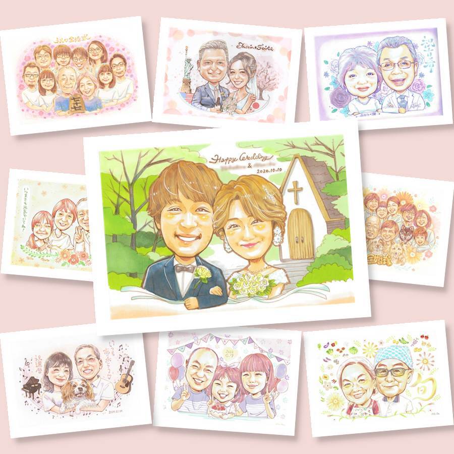 結婚式のプレゼントに、想いを込めた似顔絵をお届けします。初めての似顔絵注文でも安心です。 結婚式 似顔絵 ギフト 贈り物 名入れ プレゼント 手描き 結婚式 ウェディング ブライダル 婚礼 記念 新婦 カップル 両親 新郎 名入れ 下書き確認 修正無料 かわいい 実績多数 親孝行 宝物 結婚式 ウェディング 思い出 一生もの 古希祝い ブライダルギフト 記念日 ホワイトデー オリジナル 傘寿祝い