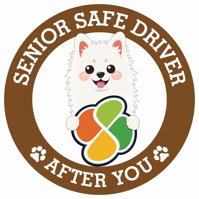 カーサイン 高齢者マーク SENIOR SAFE DRIVER スピッツ ステッカー シール 直径13cm 肉球 日本製 車