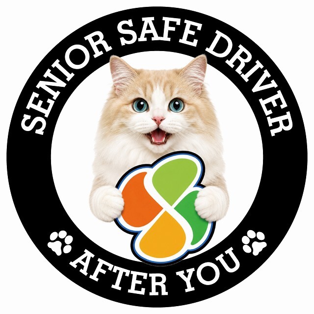 カーサイン 高齢者マーク SENIOR SAFE DRIVER ラガマフィン ステッカー シール 直径13cm 肉球 日本製 車