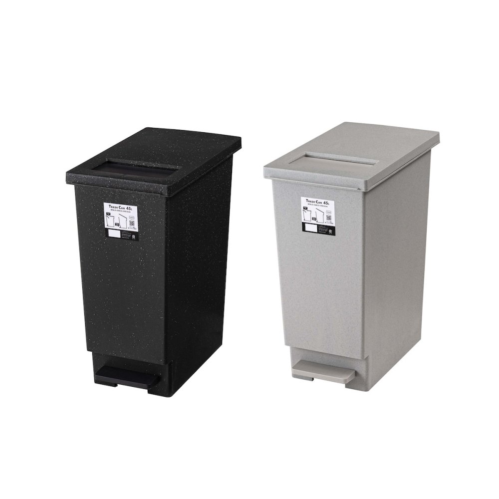 ゴミ箱 トラッシュカン 45L 東谷 LFS-861  蓋付き ダストボックス ペダル式 プッシュ式 2WAY開閉 スリム 大容量 分別 ごみ箱 キッチン リビング おむつ ペット 犬 猫 子供 ニオイ対策 石目調 おしゃれ 北欧 韓国インテリア ブラック グレー シンプル インテリア 新生活 引っ越し