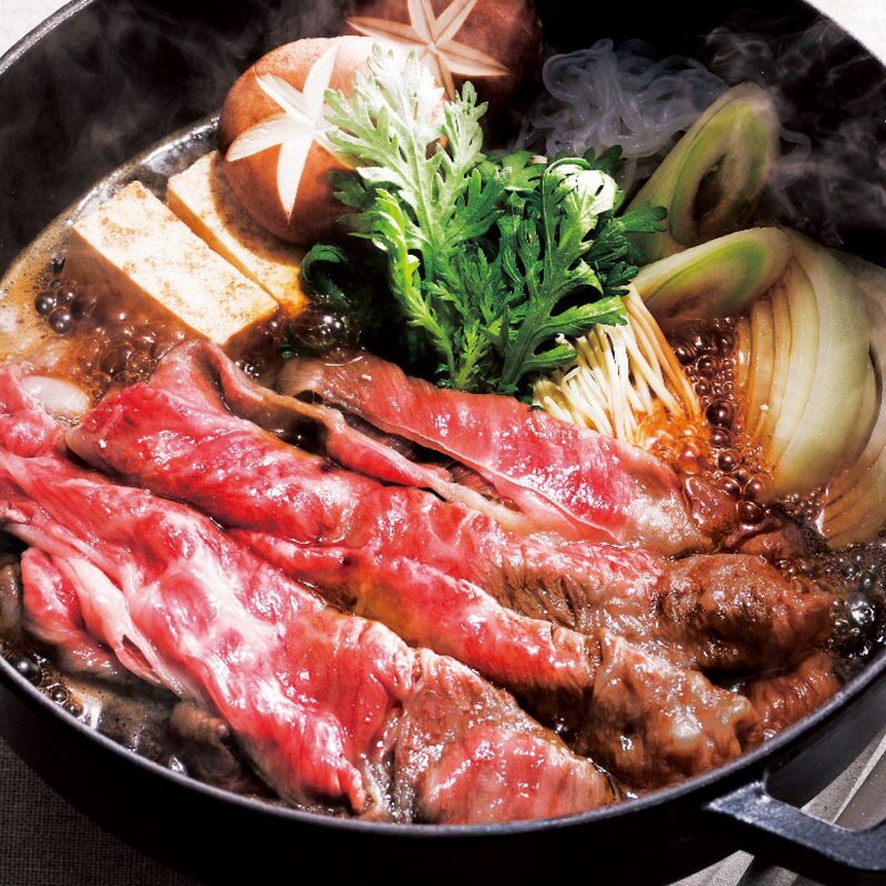 お歳暮・冬ギフト 千成亭 近江牛すき焼き&近江牛と黒豚のハンバーグセット ※送料無料(北海道・沖縄・離島への配送不可)