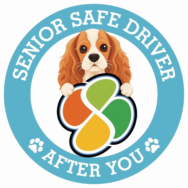 カーサイン 高齢者マーク SENIOR SAFE DRIVER イングリッシュコッカースパニエル ステッカー シール 直径13cm 肉球 日本製 車