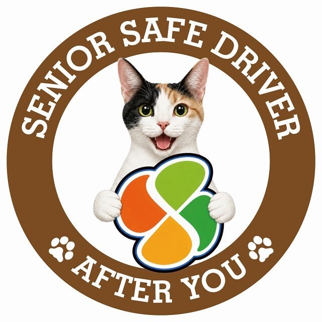 カーサイン 高齢者マーク SENIOR SAFE DRIVER ジャパニーズボブテイル ステッカー シール 直径13cm 肉球 日本製 車