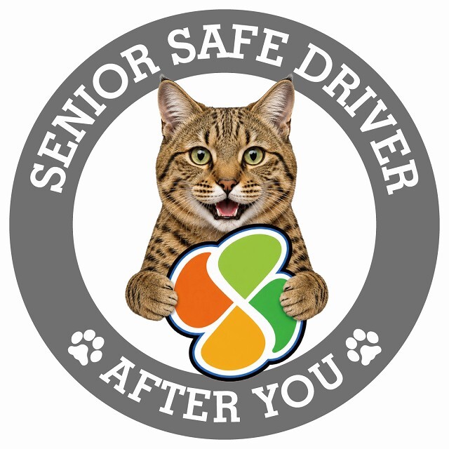 カーサイン 高齢者マーク SENIOR SAFE DRIVER ピクシーボブ ステッカー シール 直径13cm 肉球 日本製 車