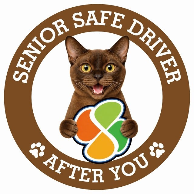 カーサイン 高齢者マーク SENIOR SAFE DRIVER バーミーズ ステッカー シール 直径13cm 肉球 日本製 車