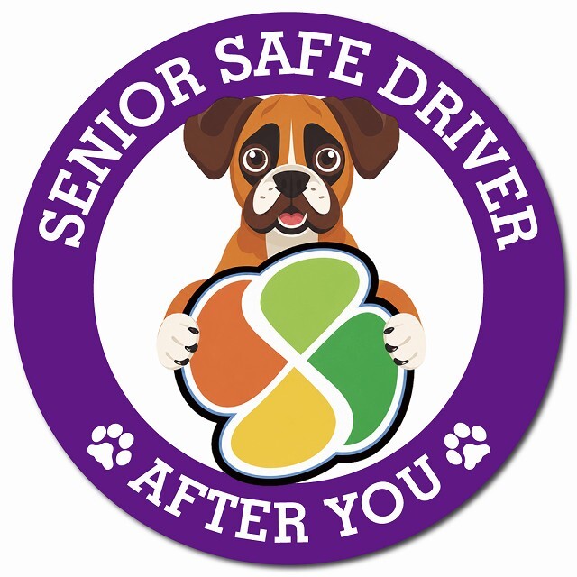 カーサイン 高齢者マーク SENIOR SAFE DRIVER ボクサー マグネット 強力 直径13cm 肉球 日本製 車 ステッカー