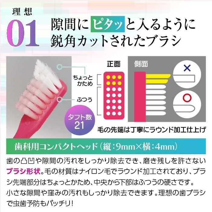毛のかたさ選べる 歯科専用歯ブラシ Gupita グピタ (毛のかたさ：Mふつう／Sやわらかめ) 10本セット (メール便4点まで) 【メール便送料無料】(※日時指定不可)／ 理想の歯ブラシ 全5色 個包装 ／ 復興支援商品