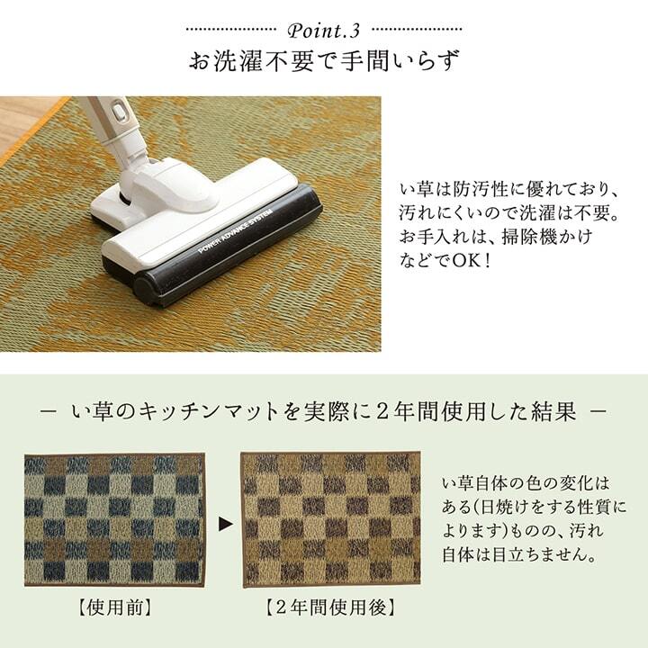 キッチンマット い草 自然素材 国産 純国産 日本製 汚れにくい シミになりにくい ウレタン カジュアル フルーツ  約60×240cm