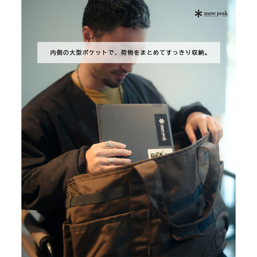 snowpeak Recycled Cordura Tote Bag トートバッグ トート 大容量 手持ち 普段使い シンプル レディース メンズ ギフト プレゼント ブラック bb26su002