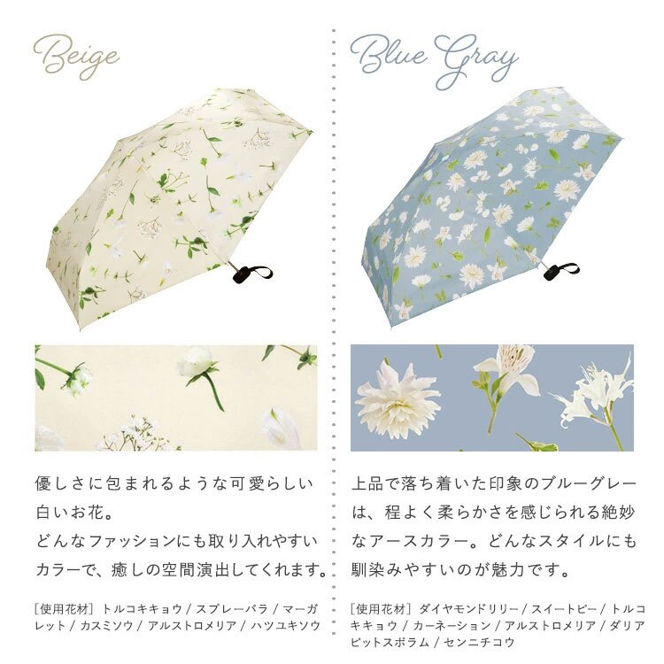 plantica × Wpc. フラワープリントタイニー 折りたたみ傘 PLP003-001-102 定形外 送料無料 日傘 傘 折りたたみ フラワー 花柄 UVカット100% 完全遮光 遮熱 晴雨兼用 撥水加工