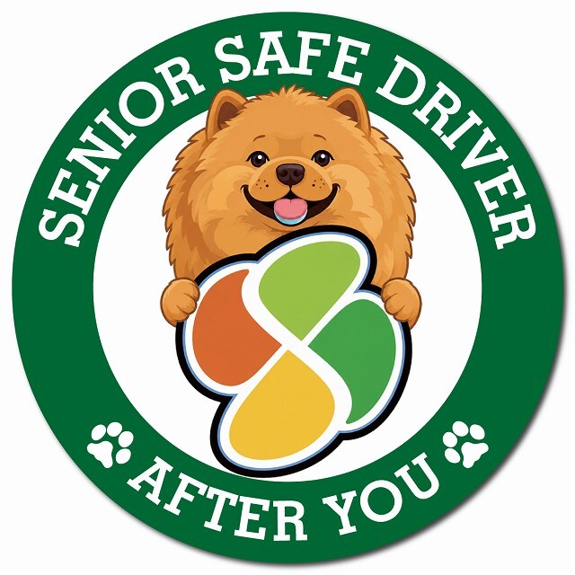 カーサイン 高齢者マーク SENIOR SAFE DRIVER チャウチャウ マグネット 強力 直径13cm 肉球 日本製 車 ステッカー