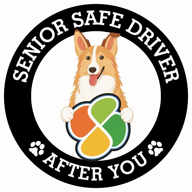 カーサイン 高齢者マーク SENIOR SAFE DRIVER スムースコリー ステッカー シール 直径13cm 肉球 日本製 車