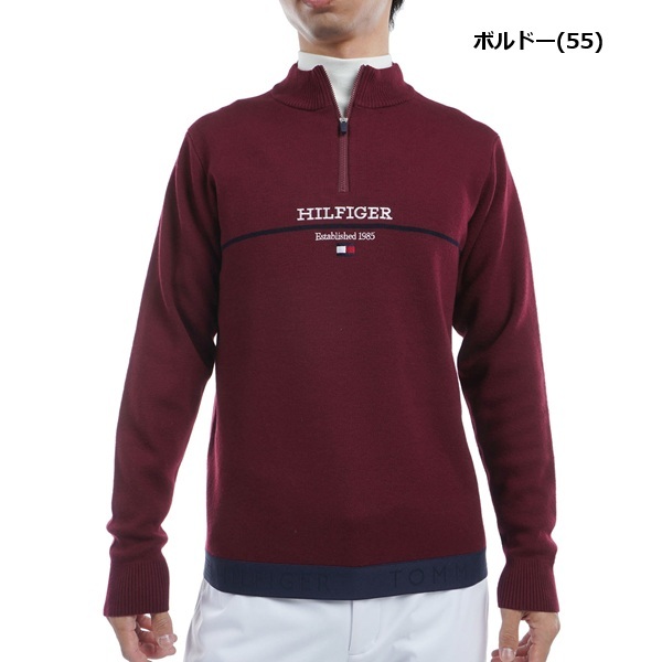 トミーヒルフィガー ゴルフ メンズ フロントロゴ ハーフジップ モックネックセーター TOMMY HILFIGER GOLF THMA472 秋冬モデル お誕生日祝い お祝い 記念品 お父さん 父の日 彼氏 男性 30代 40代 50代 60代  還暦祝い 敬老の日 人気プレゼント プレゼント