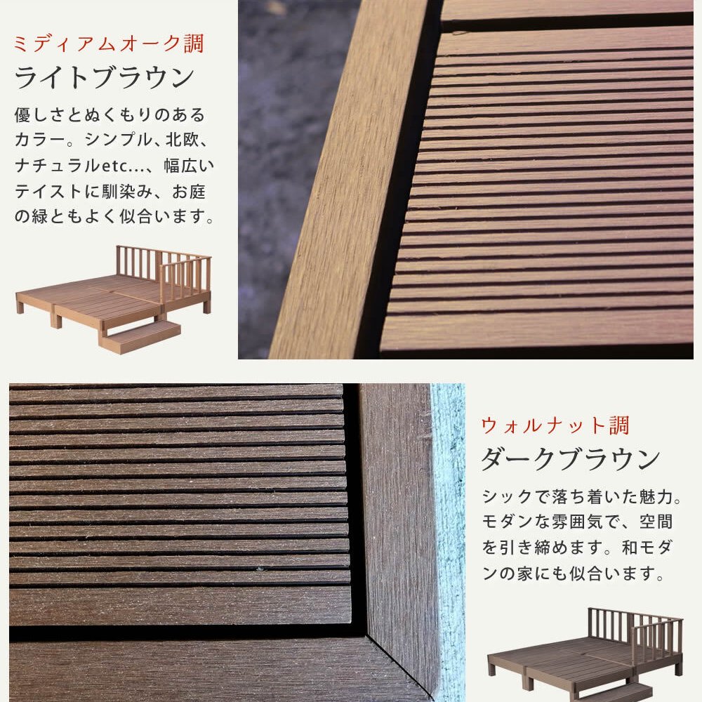 フェンス 人工木ウッドデッキ ecofeel エコフィール 4台 ステップ・フェンスセット PWDE-4P-SFSET 樹脂製 縁台 縁側 DIY キット テラス ウッドパネル 腐らない 屋外 新築 外構 ベランダ 本格的 おしゃれ 簡単組立 ガーデン