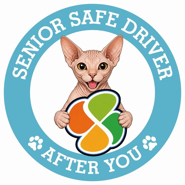 カーサイン 高齢者マーク SENIOR SAFE DRIVER スフィンクス ステッカー シール 直径13cm 肉球 日本製 車