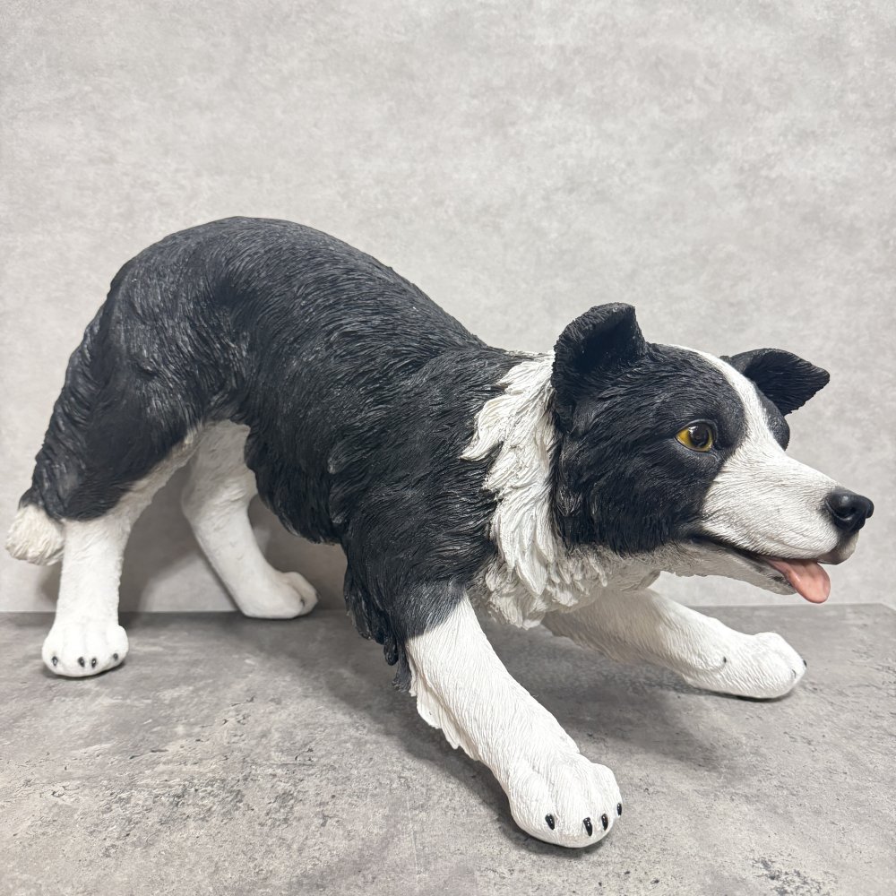 犬 置物 大きい じゃれるボーダーコリー 特大 横幅63cm woobia ウービア かわいい おしゃれ ガーデン インテリア オブジェ 巨大 可愛い プレゼント 北欧 玄関 雑貨 動物 モダン 面白い 庭 ギフト 屋外 家 リアル 玄関先 ガーデンオーナメント