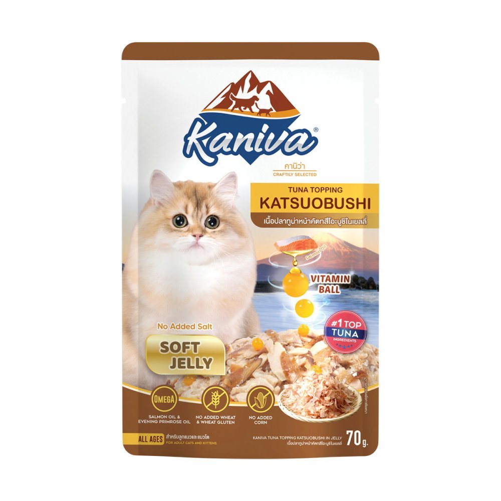 Kaniva カニワ かつおぶし＆ツナ 猫用 ウェットフード ソフトゼリー 70g×4個