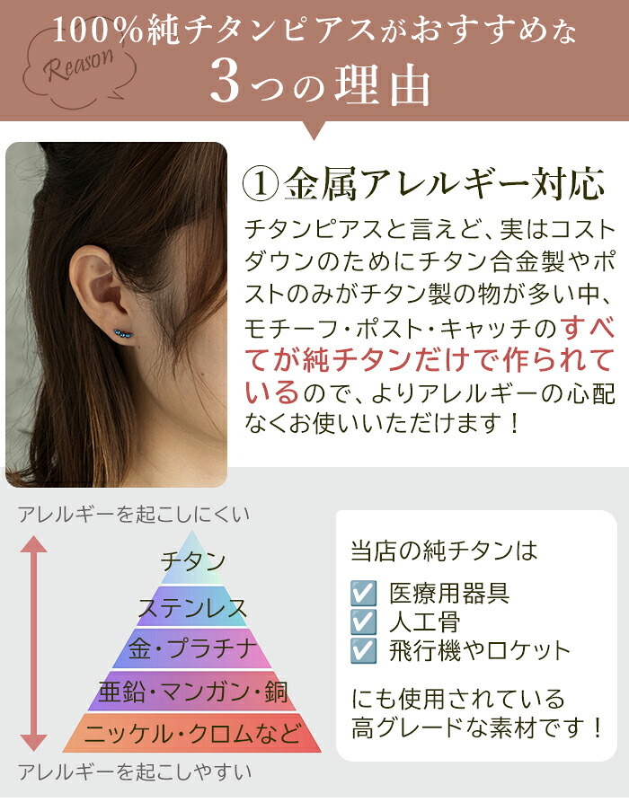 セカンドピアス チタン つけっぱなし 純チタン 3連 丸玉 スリーボール 金属アレルギー 日本製 ポスト 軸太0.75mm 長さ10mm 全8色 全品1個ずつバラ売り 医療用 おすすめ かわいい シンプル 小さめ ミニ 極小 人気 プレゼント