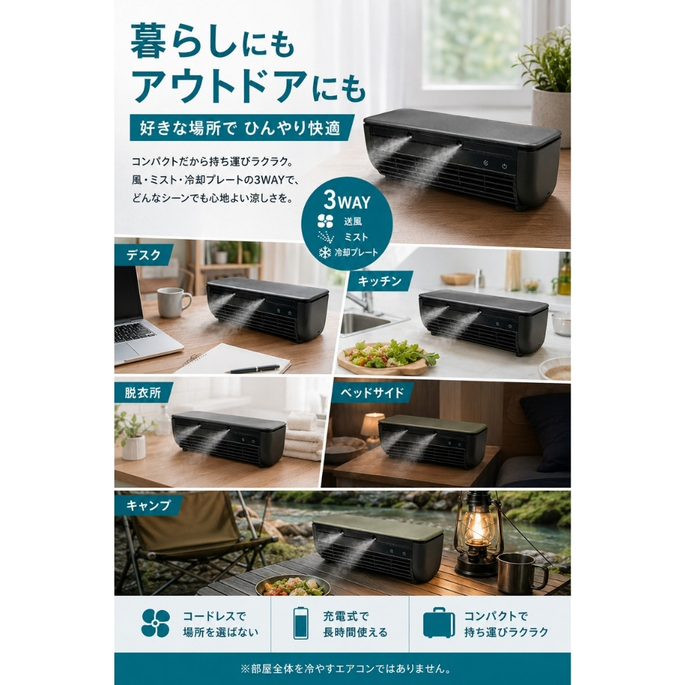 誕生日 プレゼント 冷却プレート搭載 ミストミニクーラー 充電式 ポータブルファン リモコン付き 卓上 壁掛け 暑さ対策 ギフト 熱中症対策グッズ 地震 防災グッズ キャンプ 加湿 アウトドア 敬老の日 エアコン