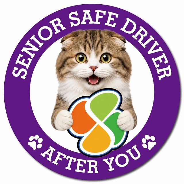 カーサイン 高齢者マーク SENIOR SAFE DRIVER ハイランドフォールド マグネット 強力 直径13cm 肉球 日本製 車 ステッカー
