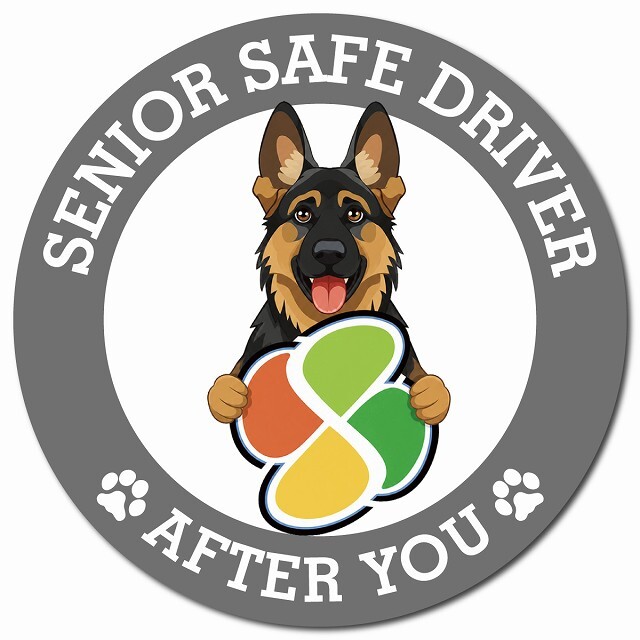カーサイン 高齢者マーク SENIOR SAFE DRIVER シェパード マグネット 強力 直径13cm 肉球 日本製 車 ステッカー
