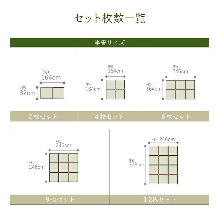 夏ラグ 夏用カーペット 置き畳 半畳 国産 い草 簡単 和室 約82×82cm 9枚組