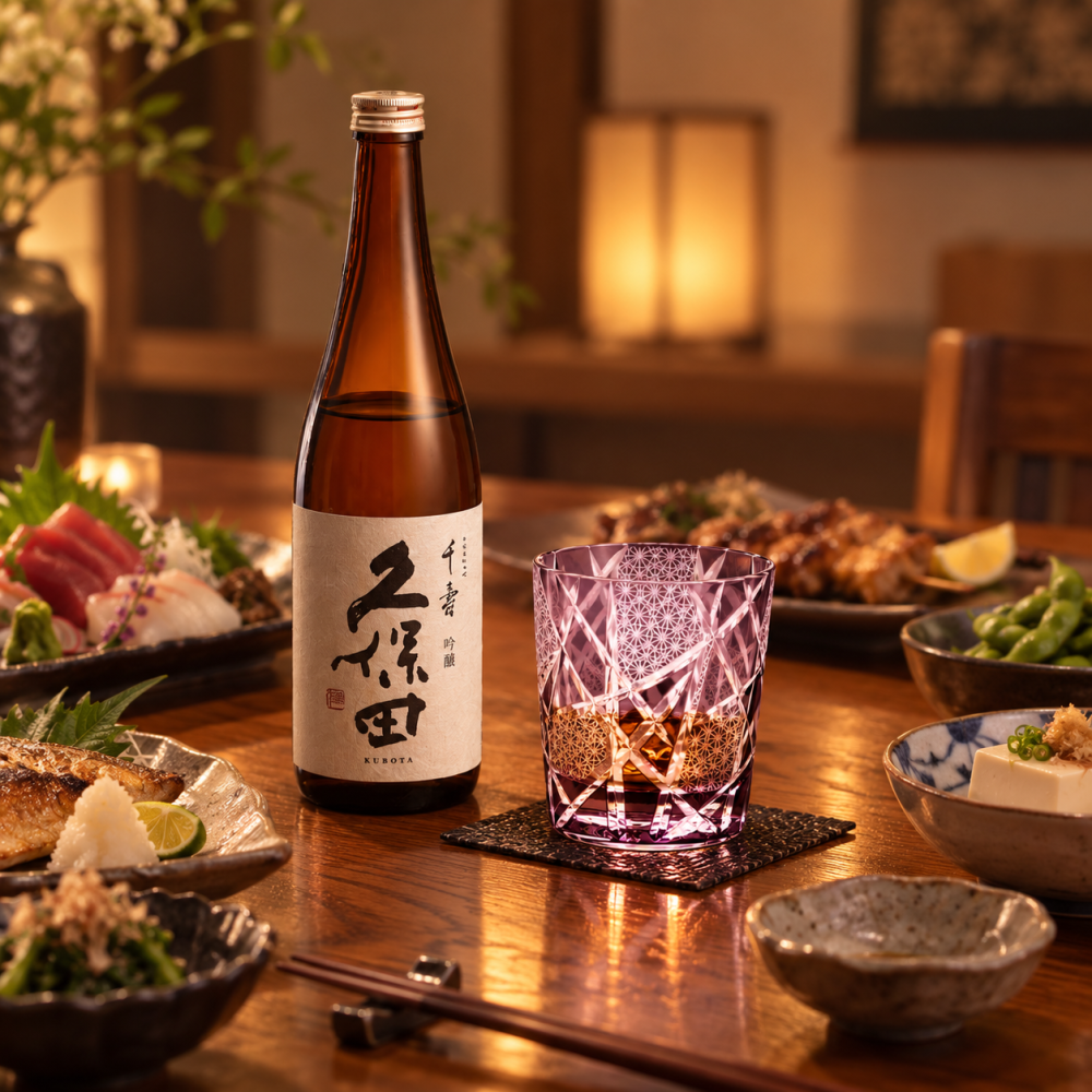 退職 異動 名入れ SXX 酒セット 切子 久保田 吟醸 千寿 720ml & 江戸菱硝子 モダン紋様 オールドグラス コサージュ付 木箱入り / プレゼント ギフト 退職 記念 誕生日 還暦 古希 喜寿 傘寿 米寿 緑寿 早寿 長寿 祝い 赤 青 紫 黒 黄 選べるカラー