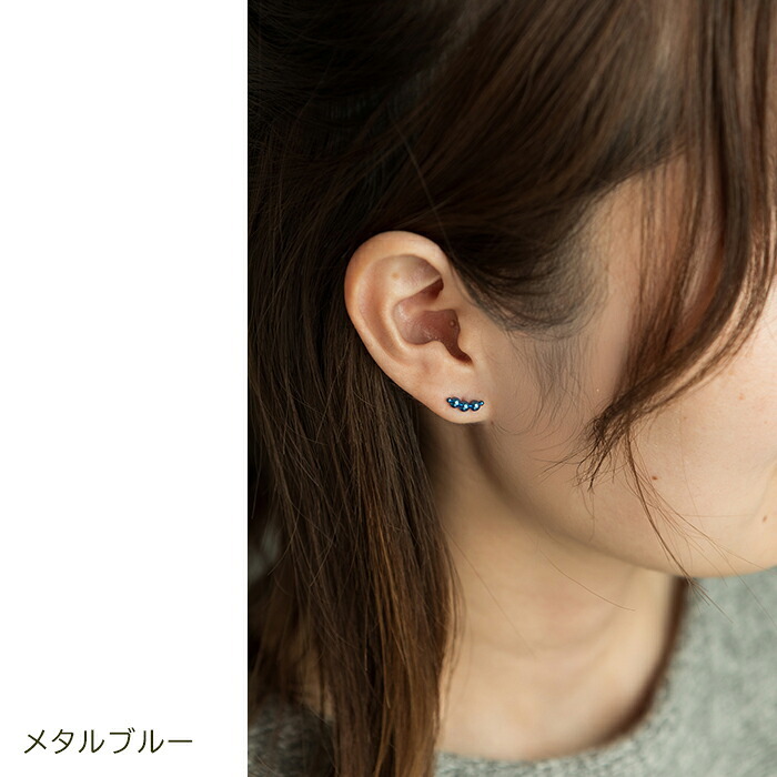 セカンドピアス チタン つけっぱなし 純チタン 3連 丸玉 スリーボール 金属アレルギー 日本製 ポスト 軸太0.75mm 長さ10mm 全8色 全品1個ずつバラ売り 医療用 おすすめ かわいい シンプル 小さめ ミニ 極小 人気 プレゼント