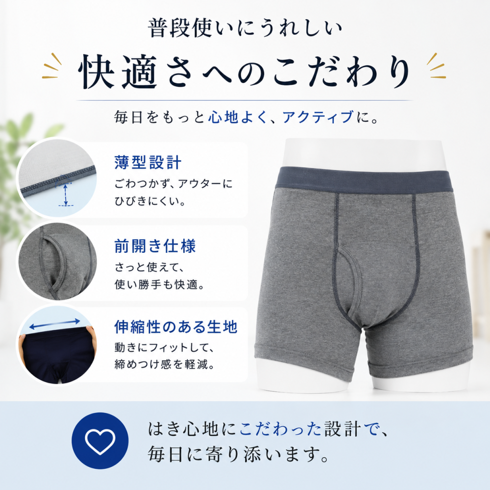 【敬老ギフト】さわやか安心ボクサーパンツ 7枚組 尿漏れ 軽失禁パンツ 尿漏れパンツ 男性用 グレー 紺色 M L LL 失禁パンツ 紳士用 介護 介護パンツ 尿漏れ 男性 メンズパンツ 尿漏れ  男性用 パンツ メンズ 紳士 介護 消臭 尿失禁