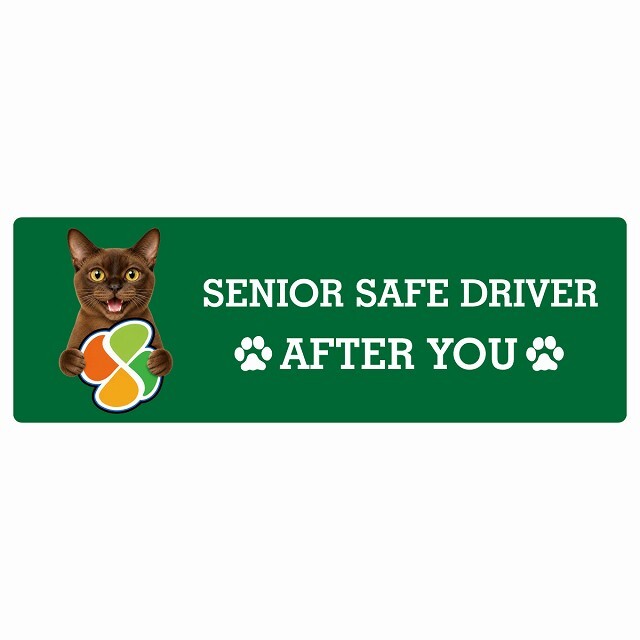 カーサイン 高齢者マーク SENIOR SAFE DRIVER バーミーズ ステッカー シール 長方形 15x5cm 肉球 日本製 車