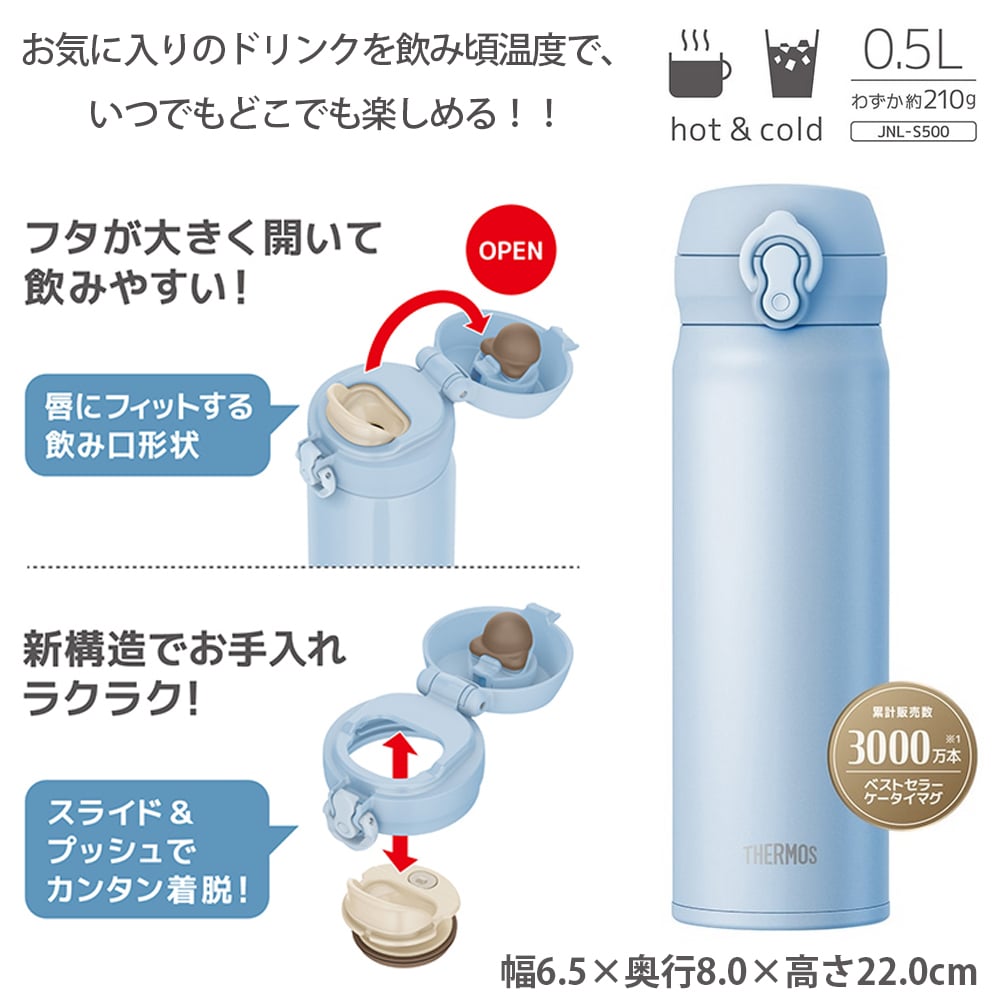 名入れ スポーツ 部活 水筒 ステンレスボトル プレゼント ギフト サーモス 真空断熱 ケータイマグ 500ml | JNL-506 保冷 名前入り おしゃれ 持ち運び マイボトル アウトドア レジャー 直飲み スポーツドリンク 誕生日 卒業 卒業記念 卒団 記念品 クラブ 学校