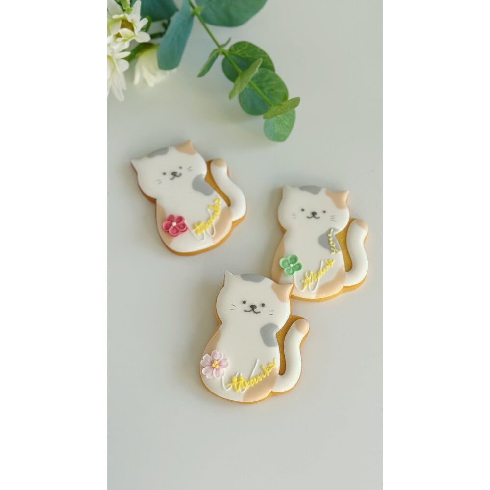 猫ちゃんメッセージクッキー お誕生日 記念日 結婚祝い 出産祝い 退職・送別 卒業・入学祝い 発表会 推し活 お礼・Thank youギフト ウェディング 周年祝い 開店・開業祝い