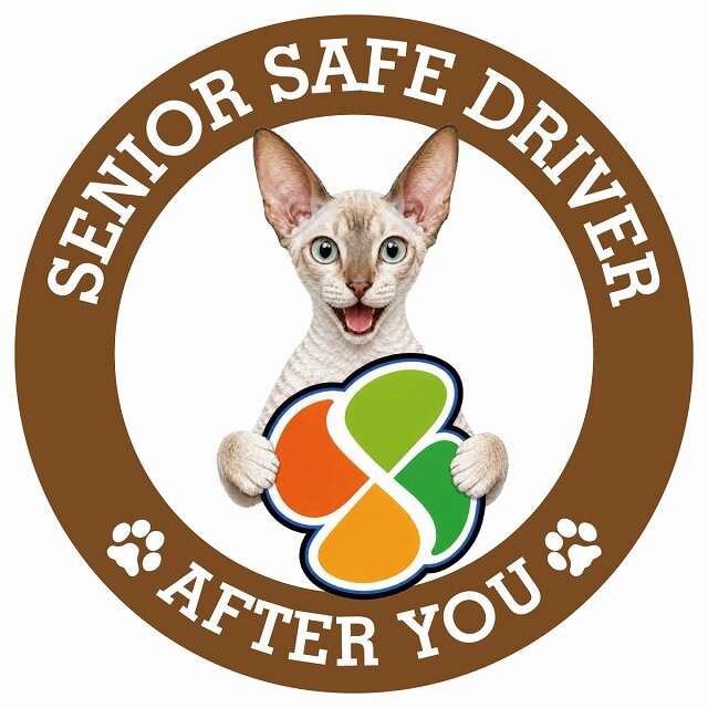 カーサイン 高齢者マーク SENIOR SAFE DRIVER コーニッシュレックス ステッカー シール 直径13cm 肉球 日本製 車